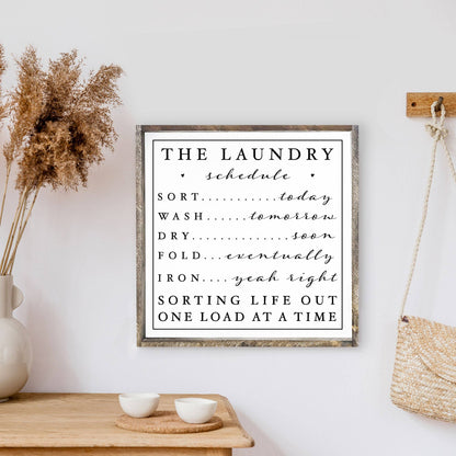 The Laundry Schedule Wood Sign: Espresso