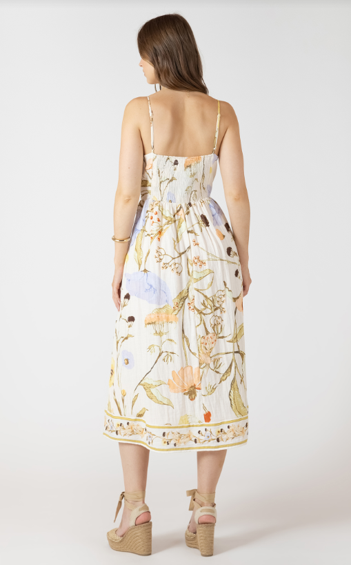 VIntage Garden Smocked Detail Midi Dress 2722515