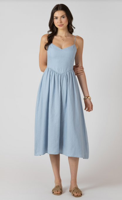 Light Denim Blue V-waist Maxi Dress 2722530