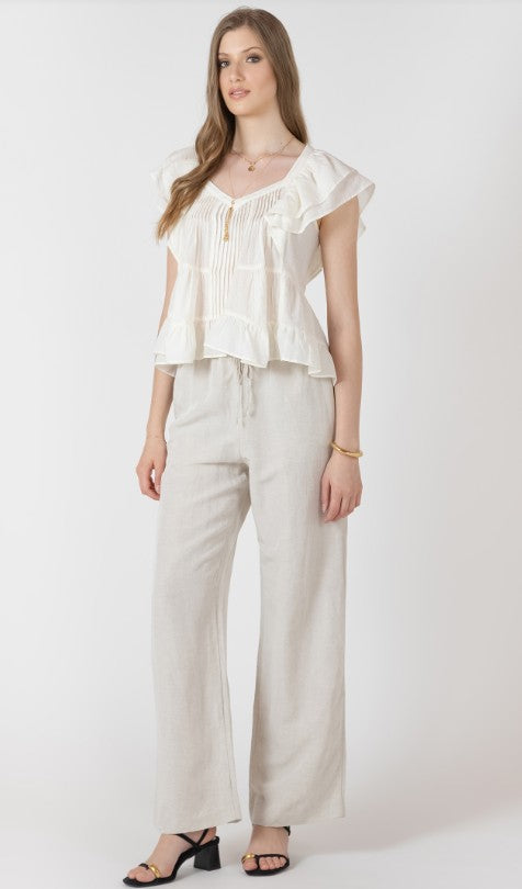Elastic Waist Linen Pants 2722720