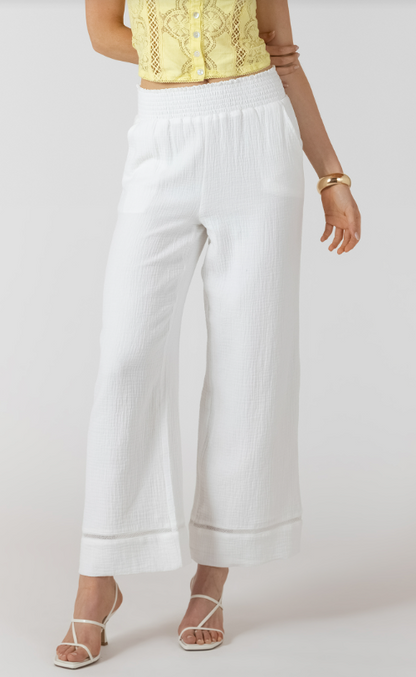 White Lace Trim Wide Leg Pant 2722726
