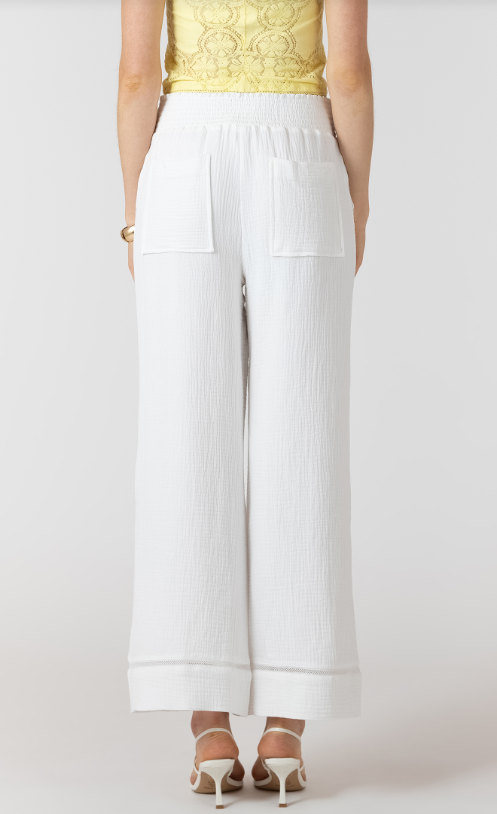 White Lace Trim Wide Leg Pant 2722726