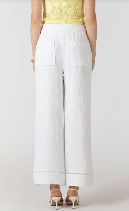White Lace Trim Wide Leg Pant 2722726