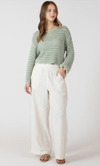 Crochet Trim Wide Leg Pant 2722729