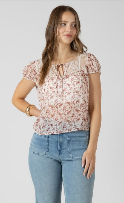 Lace Detail Tie Front Top 2723500