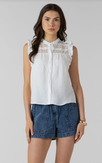 Lace Insert Button Front Blouse 2723512
