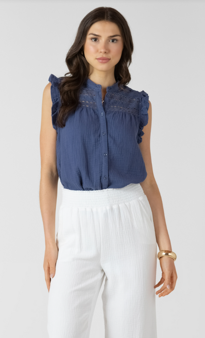 Lace Insert Button Front Blouse 2723512