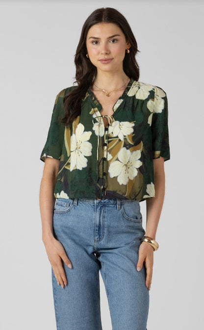 Button Front Ruffle Trim Blouse 2723707