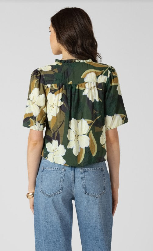 Button Front Ruffle Trim Blouse 2723707