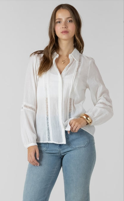 Lace Insert Button Front Blouse 2723708