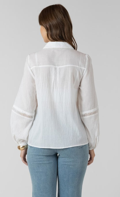 Lace Insert Button Front Blouse 2723708
