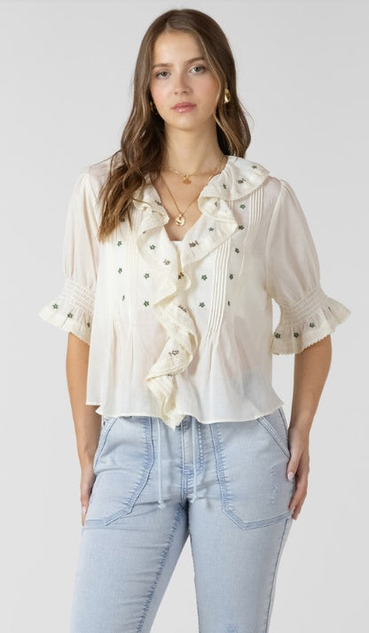 Ruffle Detail Embroidered Blouse 2723712