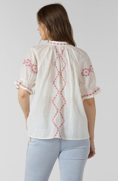 Embroidered Lace Insert Blouse 2723722