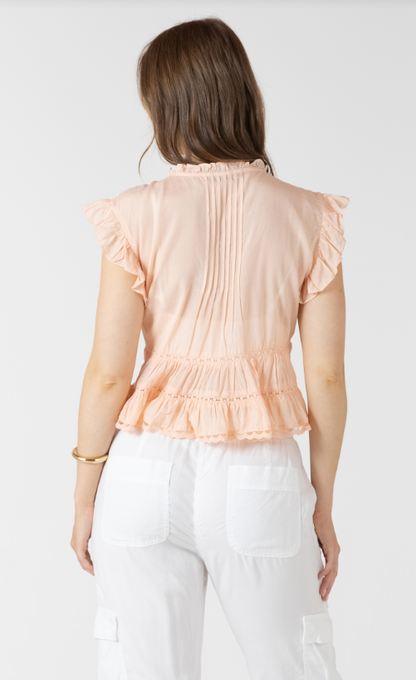 Lace Trim Soft Peplum Blouse 2723723