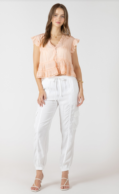 Lace Trim Soft Peplum Blouse 2723723