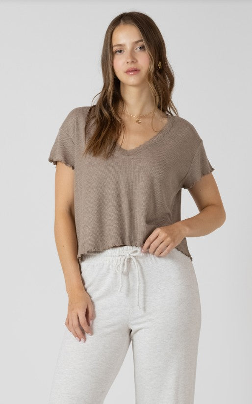 Lace Trim Waffle Top 2724009