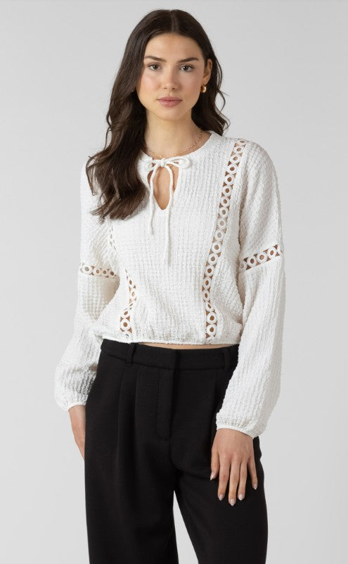 Lace Insert Textured Blouse 2724200