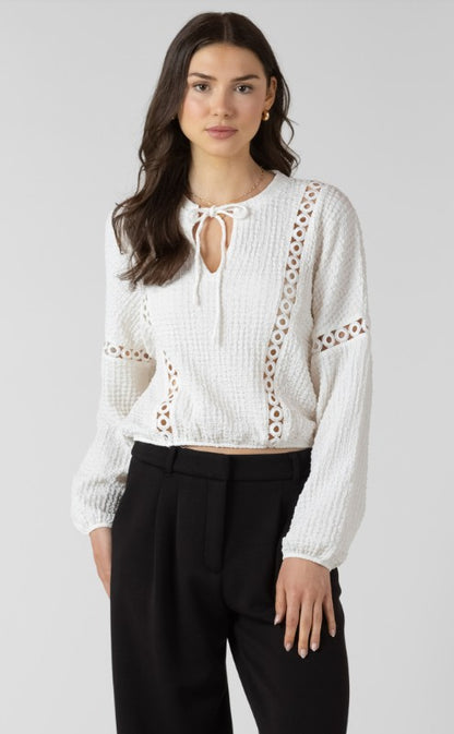 Lace Insert Textured Blouse 2724200