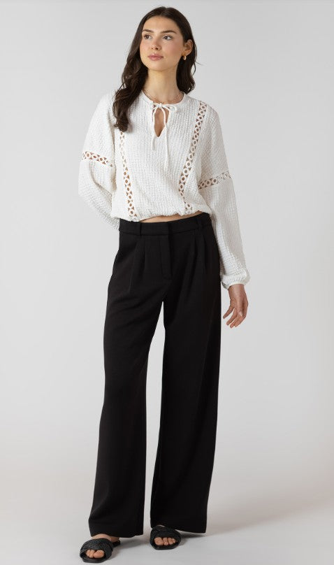 Lace Insert Textured Blouse 2724200