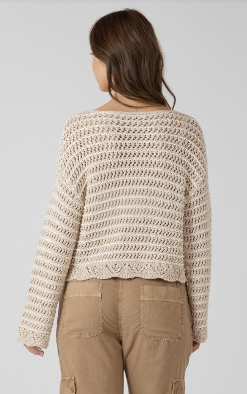 Scalloped Hem Open Stitch Sweater 2727005