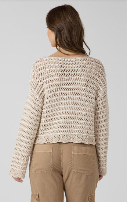 Scalloped Hem Open Stitch Sweater 2727005