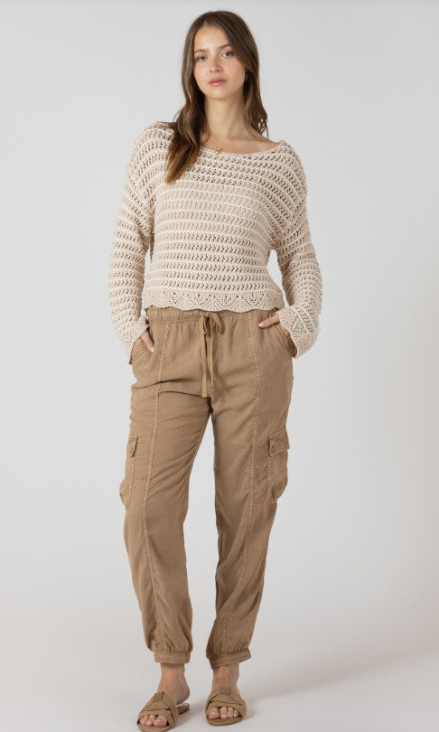 Scalloped Hem Open Stitch Sweater 2727005