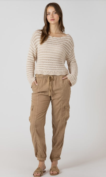 Scalloped Hem Open Stitch Sweater 2727005