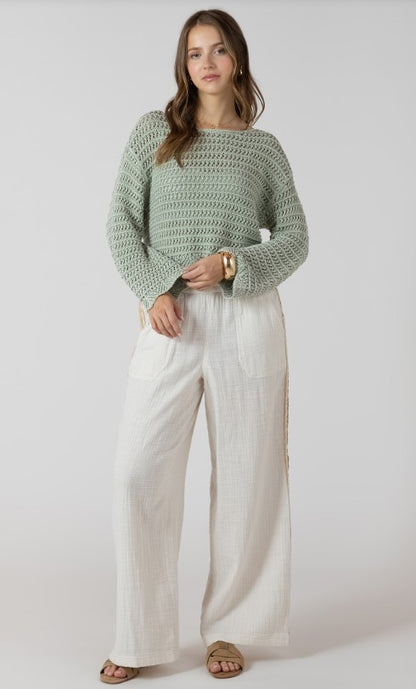 Scalloped Hem Open Stitch Sweater 2727005