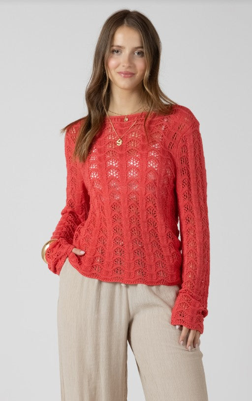 Scalloped Open Work Sweater 2727009