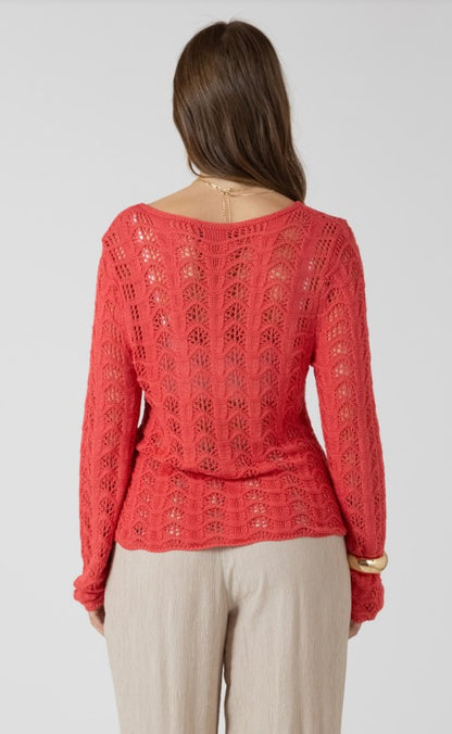 Scalloped Open Work Sweater 2727009