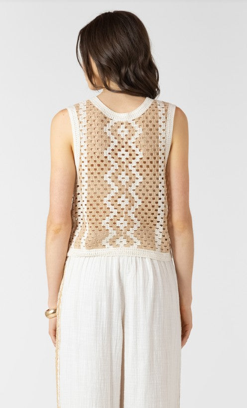 Button Back Open Work Sweater 2727012