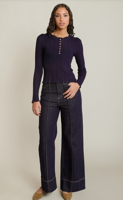 Henley Sweater Top 2827022