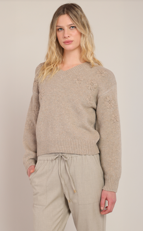 Flower Embroidered Sweater Top 2827041