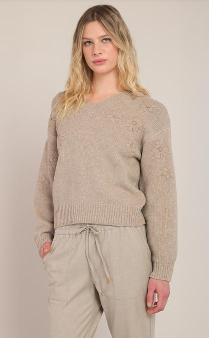 Flower Embroidered Sweater Top 2827041