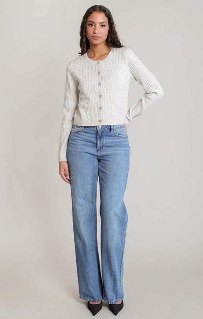 Bow Button Cropped Cardigan 2827257