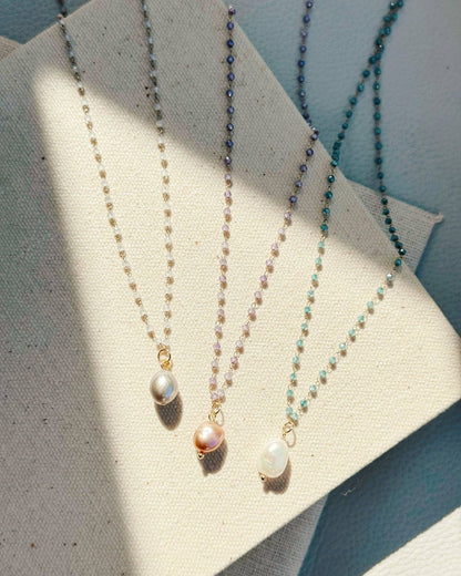 Gracie Rose Designs - Baroque Pearl Fine Crystal Link Chain Necklace