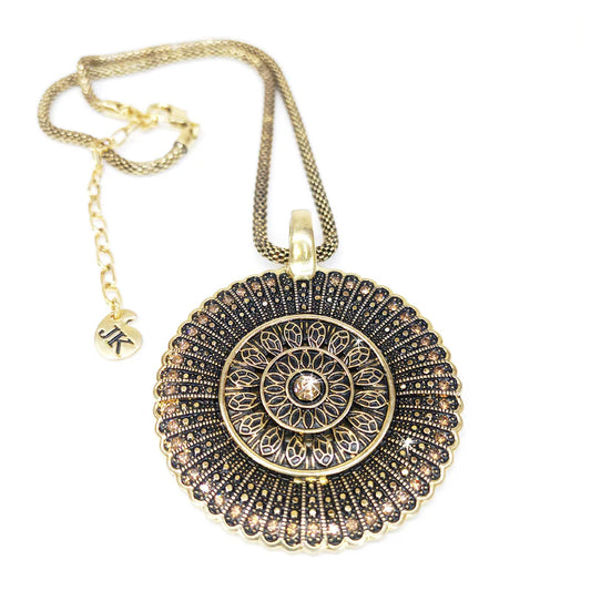 Amber Aztec Gold Necklace