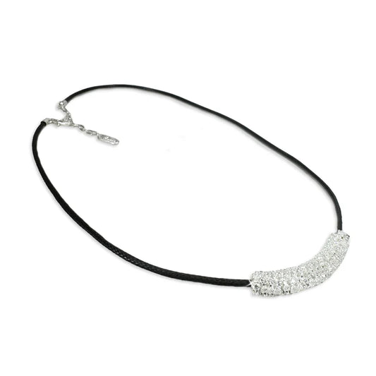 Pave Perfection Silver Black Necklace