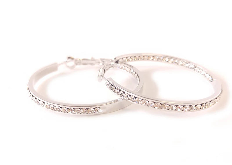 Earring 30mm Round Crystal Hoop Earrings