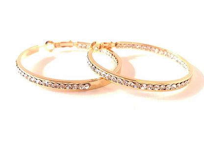 Earring 30mm Round Crystal Hoop Earrings