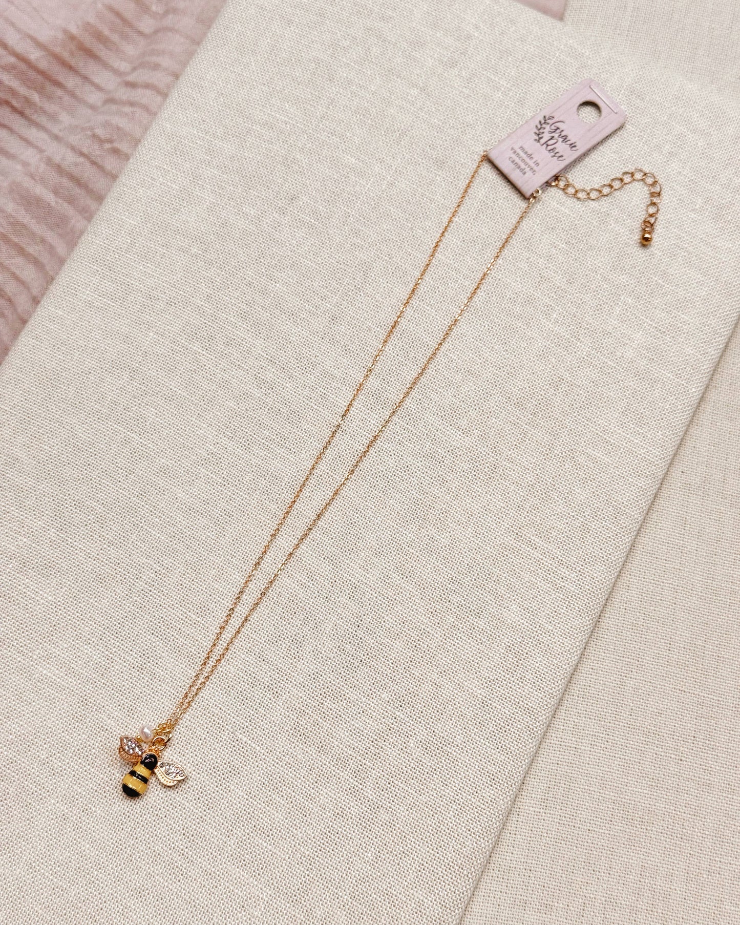 Bumblebee & Pearl Charm Necklace 86124