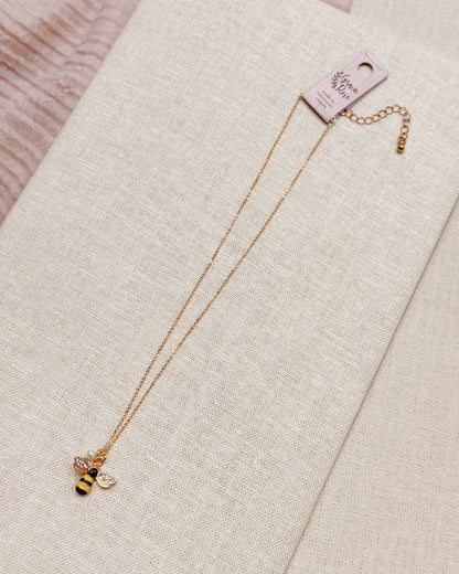 Bumblebee & Pearl Charm Necklace 86124