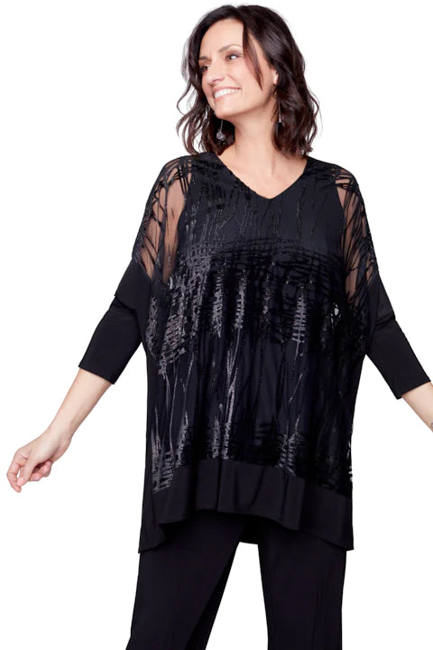 Mesh And Velvet Burn Out Top SALE