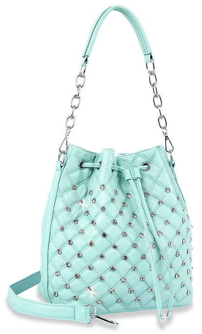 Handbag Express - Rhinestone Studded Drawstring Hobo