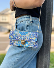 Load image into Gallery viewer, Blue &amp;Gold Turkish Crossbody Bag
