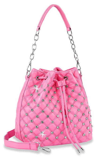 Handbag Express - Rhinestone Studded Drawstring Hobo