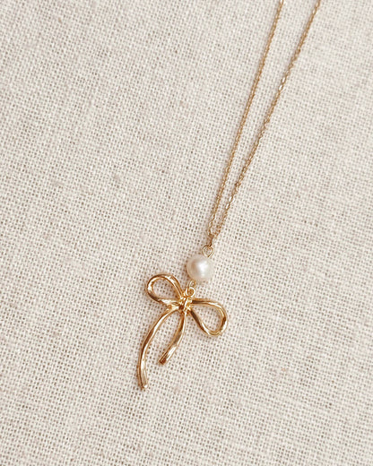 Bow Pearl Pendant Necklace – Gold, Rose Gold & Silver 83377