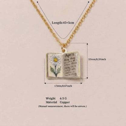 Birth Flower Book Necklace