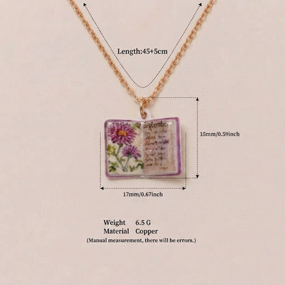 Birth Flower Book Necklace