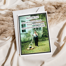Load image into Gallery viewer, RR842 Marriage Tip. Funny Greeting Card. Anniversary.
